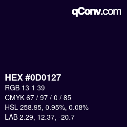 カラーコード: HEX #0D0127 | qconv.com