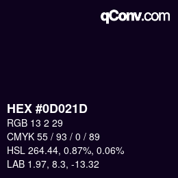 颜色代码: HEX #0D021D | qconv.com
