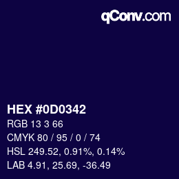 Color code: HEX #0D0342 | qconv.com