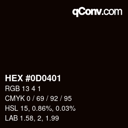 Color code: HEX #0D0401 | qconv.com
