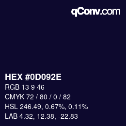 Farbcode: HEX #0D092E | qconv.com