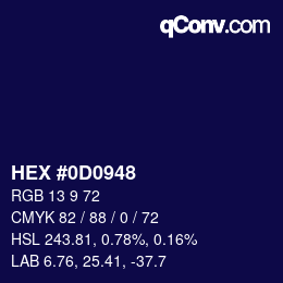 颜色代码: HEX #0D0948 | qconv.com