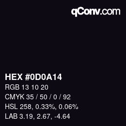 Color code: HEX #0D0A14 | qconv.com