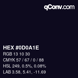 Farbcode: HEX #0D0A1E | qconv.com