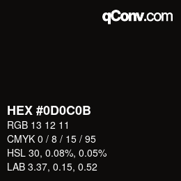 Color code: HEX #0D0C0B | qconv.com