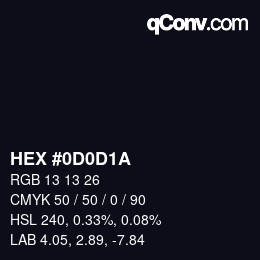 Color code: HEX #0D0D1A | qconv.com