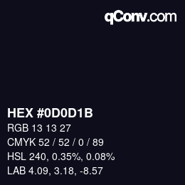Color code: HEX #0D0D1B | qconv.com