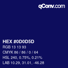 カラーコード: HEX #0D0D5D | qconv.com