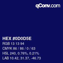 颜色代码: HEX #0D0D5E | qconv.com