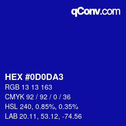 カラーコード: HEX #0D0DA3 | qconv.com