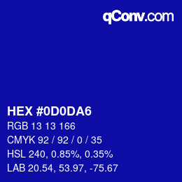 カラーコード: HEX #0D0DA6 | qconv.com