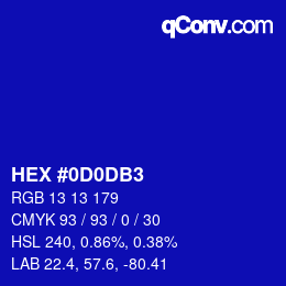 Color code: HEX #0D0DB3 | qconv.com