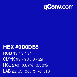Color code: HEX #0D0DB5 | qconv.com