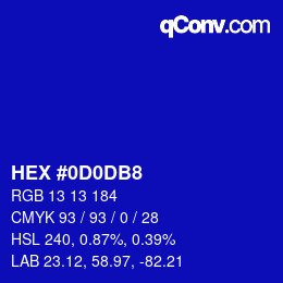Color code: HEX #0D0DB8 | qconv.com