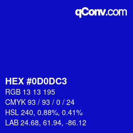 Color code: HEX #0D0DC3 | qconv.com