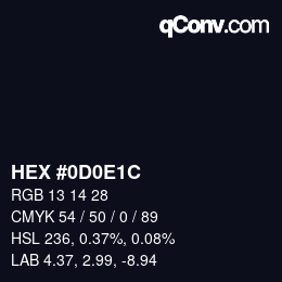 Color code: HEX #0D0E1C | qconv.com