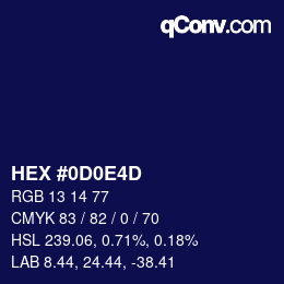 Color code: HEX #0D0E4D | qconv.com