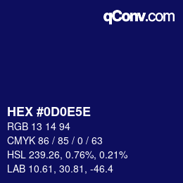 Color code: HEX #0D0E5E | qconv.com