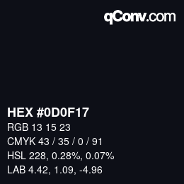 颜色代码: HEX #0D0F17 | qconv.com