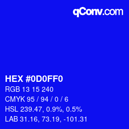 Color code: HEX #0D0FF0 | qconv.com