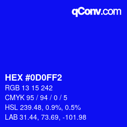 颜色代码: HEX #0D0FF2 | qconv.com