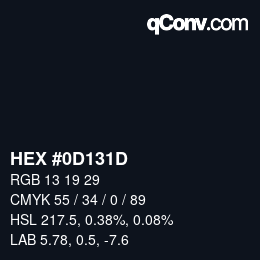 颜色代码: HEX #0D131D | qconv.com