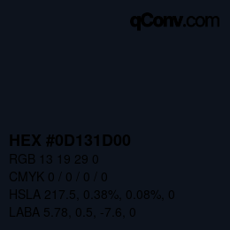 颜色代码: HEX #0D131D00 | qconv.com