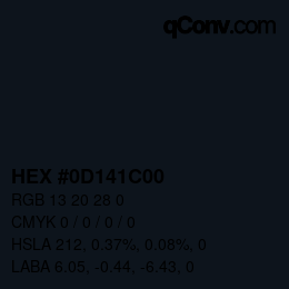 颜色代码: HEX #0D141C00 | qconv.com