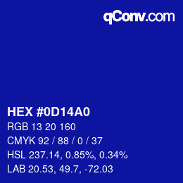 カラーコード: HEX #0D14A0 | qconv.com