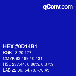 カラーコード: HEX #0D14B1 | qconv.com