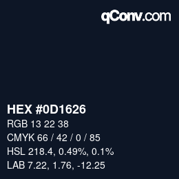 Farbcode: HEX #0D1626 | qconv.com