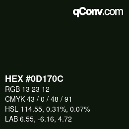 Color code: HEX #0D170C | qconv.com