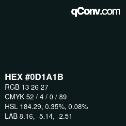 Color code: HEX #0D1A1B | qconv.com