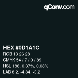 Color code: HEX #0D1A1C | qconv.com
