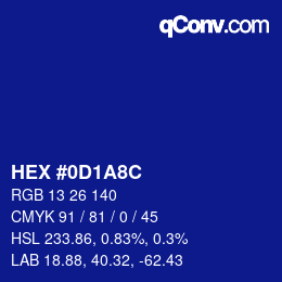颜色代码: HEX #0D1A8C | qconv.com