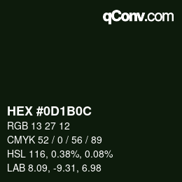 Code couleur: HEX #0D1B0C | qconv.com