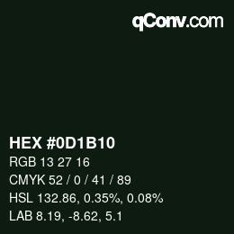 Color code: HEX #0D1B10 | qconv.com