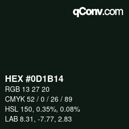 Color code: HEX #0D1B14 | qconv.com