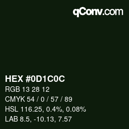 Color code: HEX #0D1C0C | qconv.com