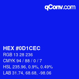 カラーコード: HEX #0D1CEC | qconv.com