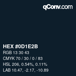 颜色代码: HEX #0D1E2B | qconv.com
