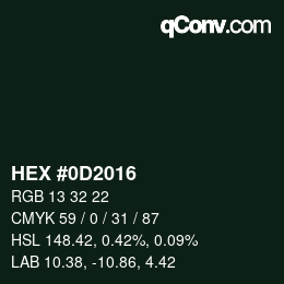 Color code: HEX #0D2016 | qconv.com