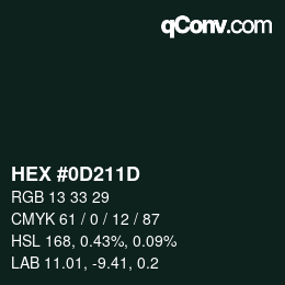 Farbcode: HEX #0D211D | qconv.com