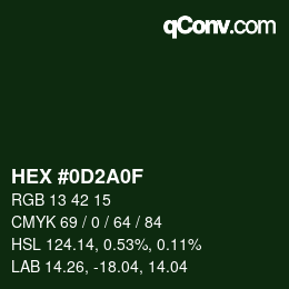 Color code: HEX #0D2A0F | qconv.com