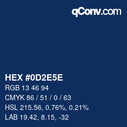 颜色代码: HEX #0D2E5E | qconv.com