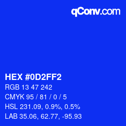 Color code: HEX #0D2FF2 | qconv.com