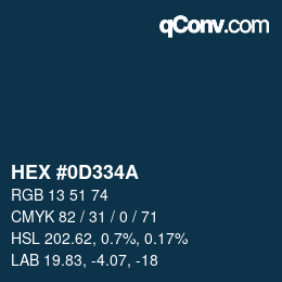 Color code: HEX #0D334A | qconv.com