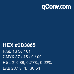 Color code: HEX #0D3865 | qconv.com