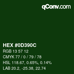 カラーコード: HEX #0D390C | qconv.com