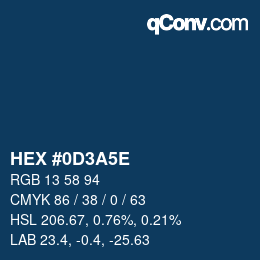 Color code: HEX #0D3A5E | qconv.com